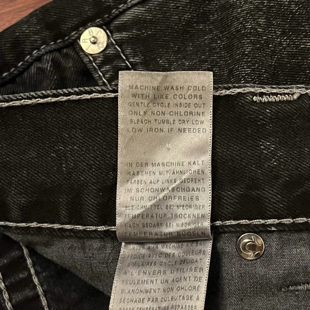 True Religion Jeans Men 40 Black Ricky Flap World Tour Straight Baggy 42x29 Y2k